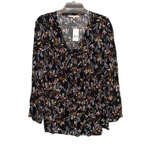 NWT My Danielle Black Floral Long Sleeve Blouse Size XXL